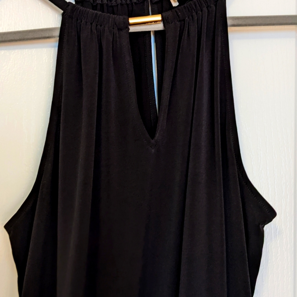 Michael Kors Jet Black Halter Top with gold embellishment. Size Medium.